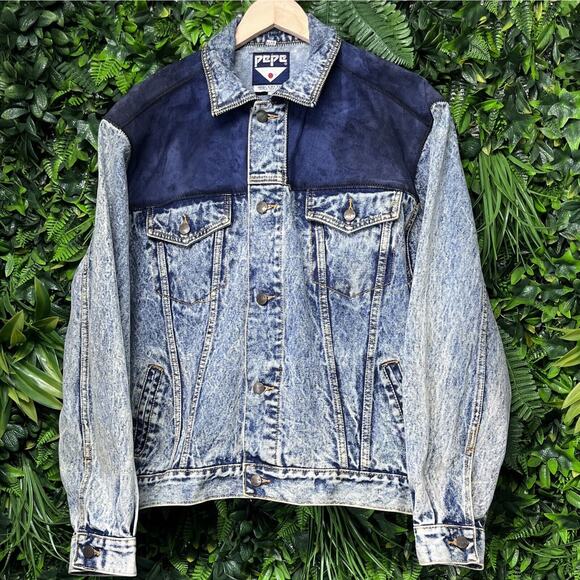 VTG PEPE JEANS LONDON Jacket Men L Blue Acid Wash Denim Trucker Hong Kong 2172 - Picture 6 of 16